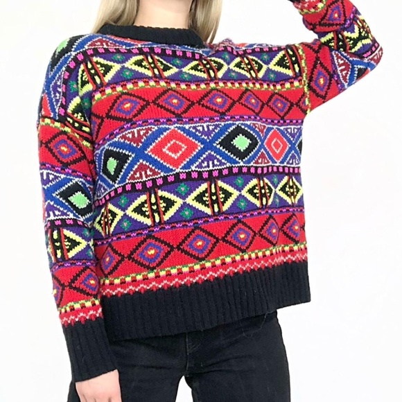 Polo Ralph Lauren Black Nordic Fair Isle Wool Sweater - Picture 1 of 10